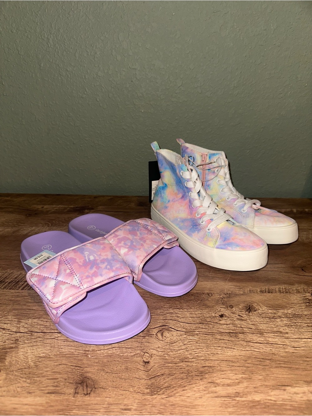 art class Pastel Tie-Dye High-Top Sneakers & Lavender Slide Sandals